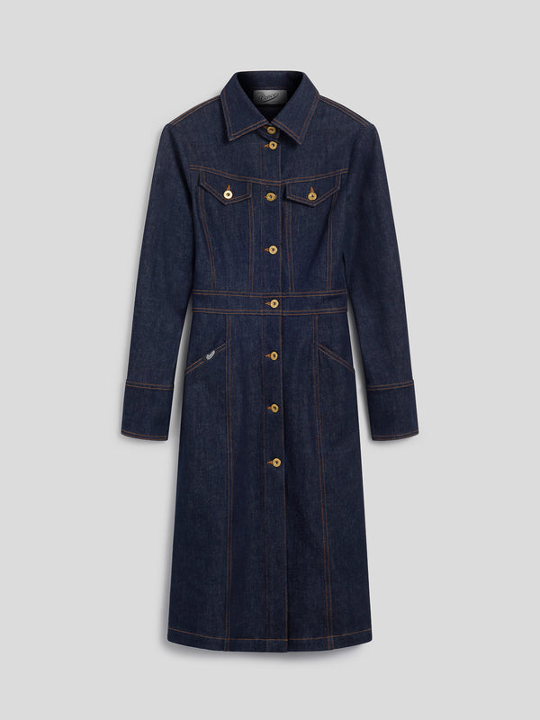ABITO LUNGO IN DENIM COMFORT SLIM FIT COLORE BLU SCURO - DARK DENIM BLUE  - Abbigliamento Donna | Pence 1979