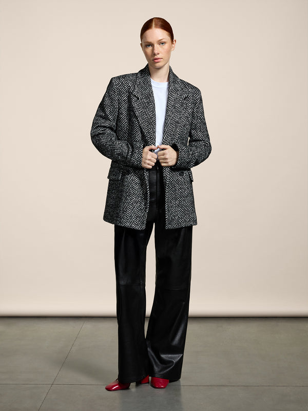 PEACOAT DA DONNA DOPPIOPETTO REGULAR FIT, SPINATO BIANCO E NERO - BLACK/WHITE HERRINGBONE - Abbigliamento Donna | Pence 1979