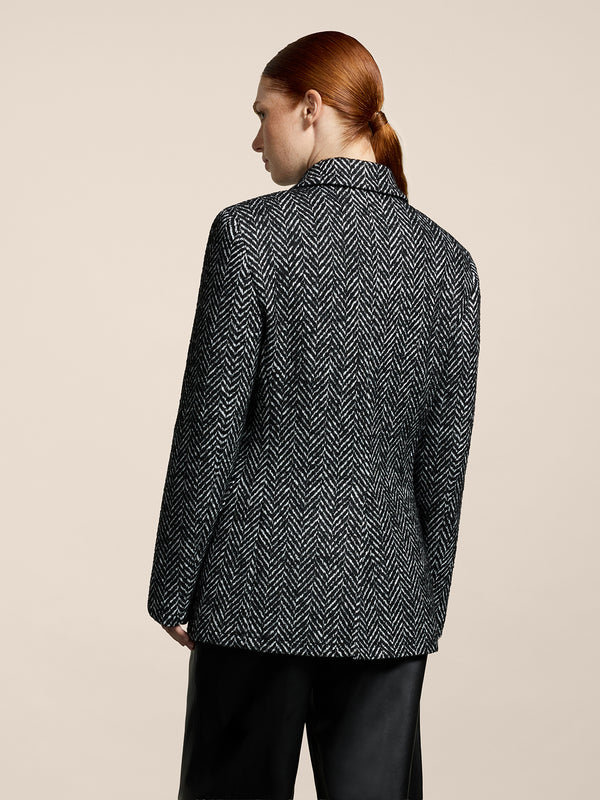 PEACOAT DA DONNA DOPPIOPETTO REGULAR FIT, SPINATO BIANCO E NERO - BLACK/WHITE HERRINGBONE - Abbigliamento Donna | Pence 1979