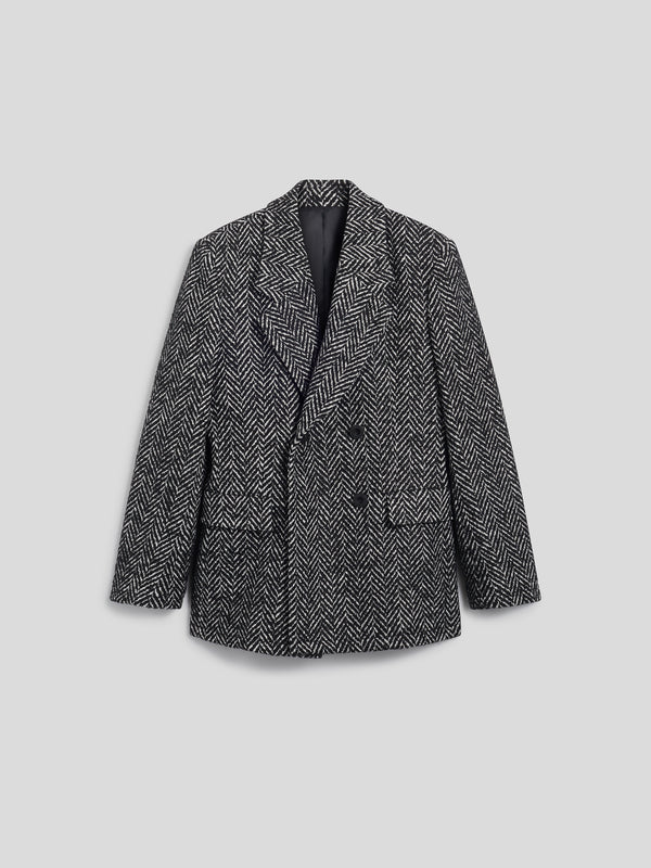 PEACOAT DA DONNA DOPPIOPETTO REGULAR FIT, SPINATO BIANCO E NERO - BLACK/WHITE HERRINGBONE - Abbigliamento Donna | Pence 1979