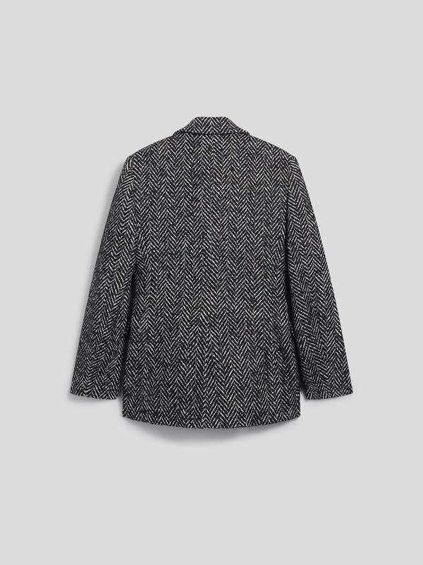 PEACOAT DA DONNA DOPPIOPETTO REGULAR FIT, SPINATO BIANCO E NERO - BLACK/WHITE HERRINGBONE - Abbigliamento Donna | Pence 1979