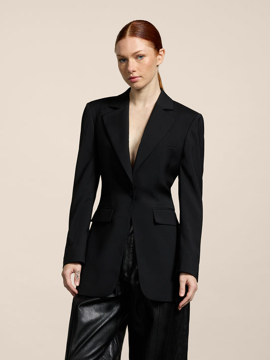 BLAZER MONOPETTO DA DONNA REVERS A SPECCHIO IN FRESCO LANA REGULAR FIT COLORE NERO - NERO - Abbigliamento Donna | Pence 1979