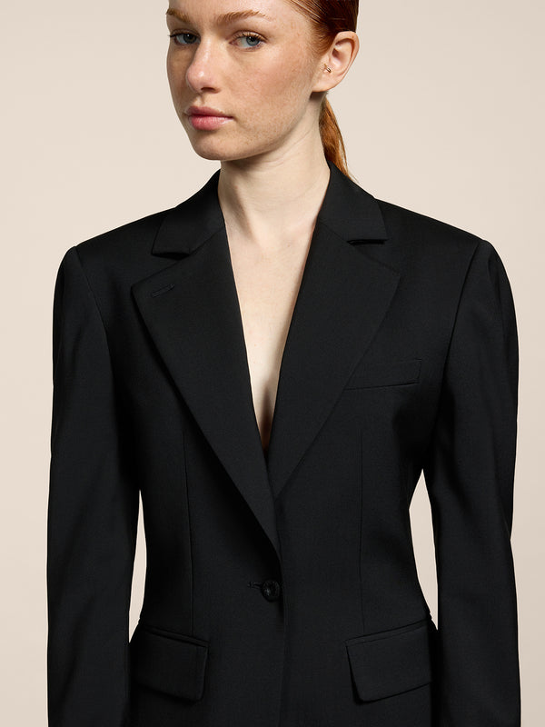 BLAZER MONOPETTO DA DONNA REVERS A SPECCHIO IN FRESCO LANA REGULAR FIT COLORE NERO - NERO - Abbigliamento Donna | Pence 1979