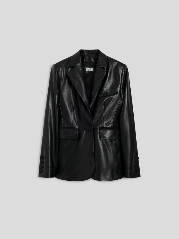 BLAZER DA DONNA MONOPETTO REVERS SPECCHIO A UN BOTTONE IN PELLE D'AGNELLO REGULAR FIT COLORE NERO - NERO - Abbigliamento Donna | Pence 1979