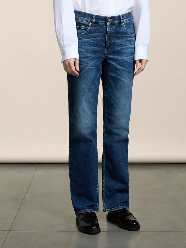 PANTALONE 5 TASCHE DA DONNA REGULAR FIT IN DENIM COMFORT BLU MEDIO - MEDIUM DENIM BLUE  - Abbigliamento Donna | Pence 1979
