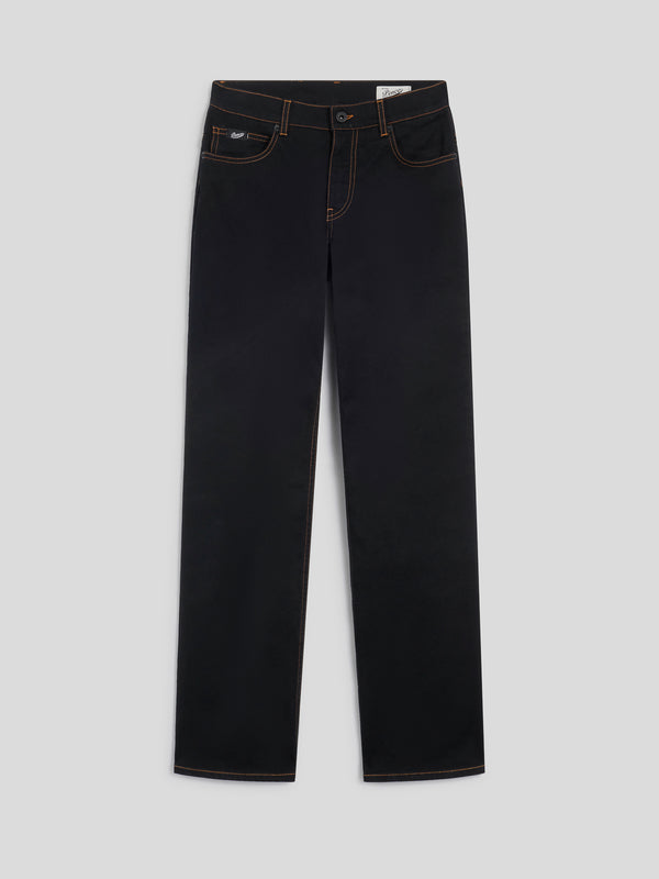 PANTALONE 5 TASCHE DA DONNA REGULAR FIT IN COTONE STRETCH COLORE NERO CON IMPUNTURE TABACCO - NERO - Abbigliamento Donna | Pence 1979