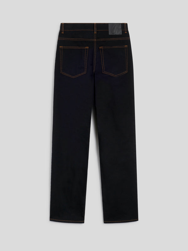 PANTALONE 5 TASCHE DA DONNA REGULAR FIT IN COTONE STRETCH COLORE NERO CON IMPUNTURE TABACCO - NERO - Abbigliamento Donna | Pence 1979