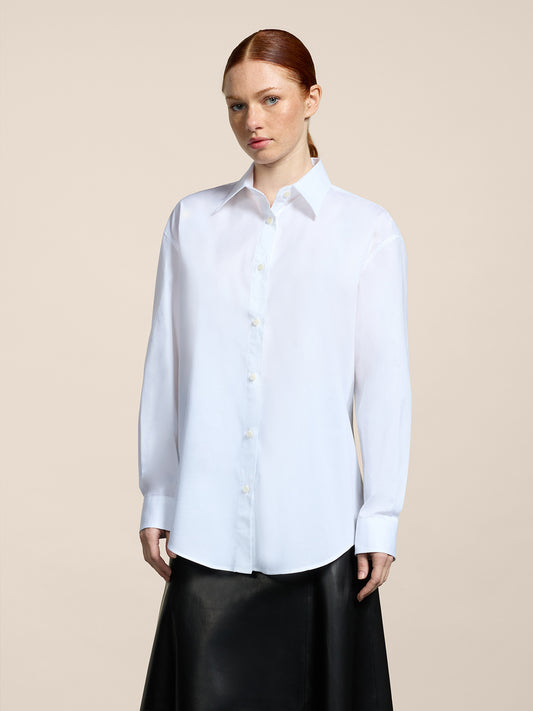 CAMICIA DA DONNA OVER FIT DI COTONE POPELINE COLORE BIANCO - BIANCO - Abbigliamento Donna | Pence 1979