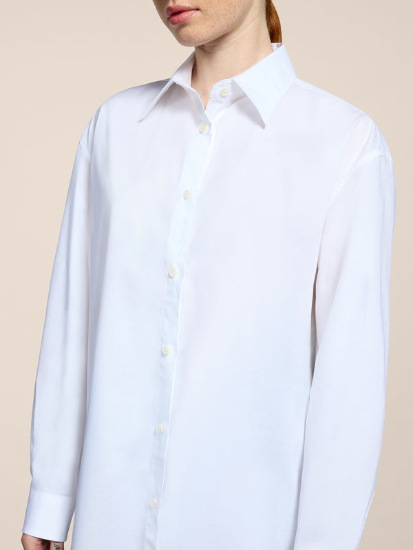 CAMICIA DA DONNA OVER FIT DI COTONE POPELINE COLORE BIANCO - BIANCO - Abbigliamento Donna | Pence 1979