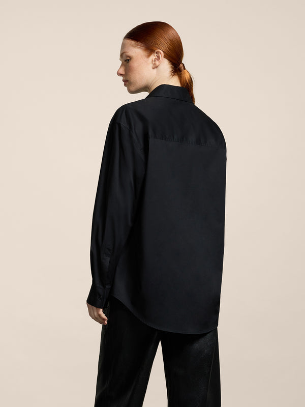CAMICIA DA DONNA OVER FIT DI COTONE POPELINE COLORE NERO - NERO - Abbigliamento Donna | Pence 1979