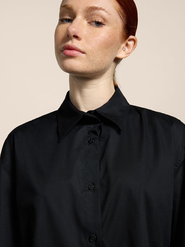 CAMICIA DA DONNA OVER FIT DI COTONE POPELINE COLORE NERO - NERO - Abbigliamento Donna | Pence 1979