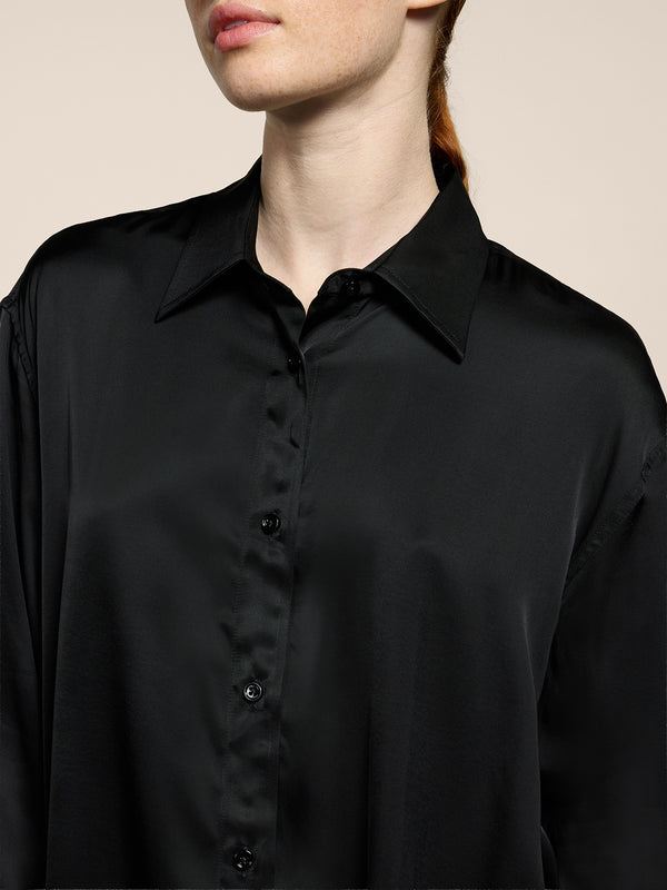 CAMICIA DA DONNA IN VISCOSA OVER FIT COLORE NERO - NERO - Abbigliamento Donna | Pence 1979