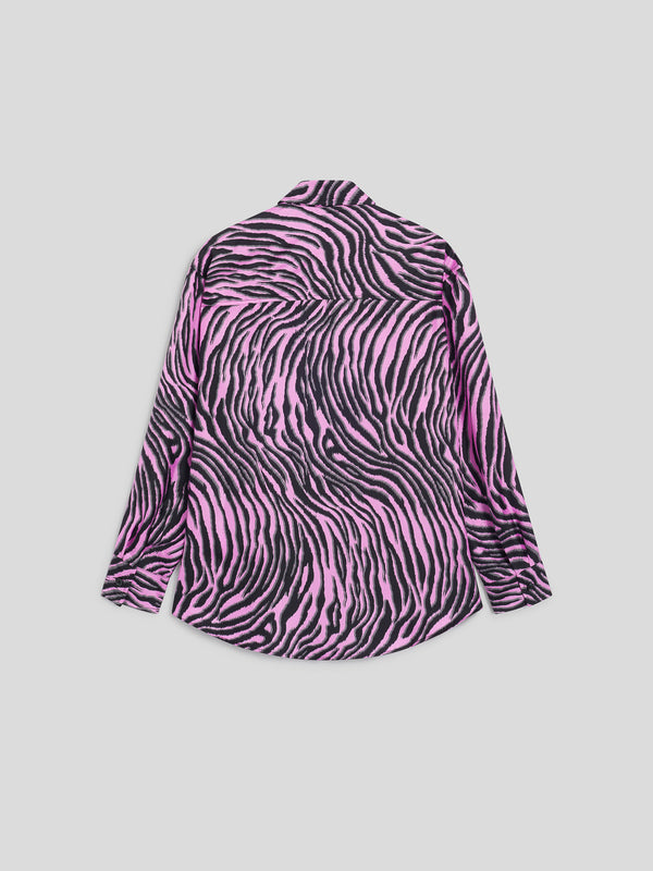 CAMICIA DA DONNA IN SETA OVER FIT, STAMPA ZEBRA COLORE NERO E ROSA - NERO/ROSA ZEBRA PRINT - Abbigliamento Donna | Pence 1979