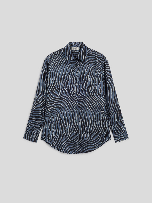 CAMICIA DA DONNA IN SETA OVER FIT, STAMPA ZEBRA COLORE NERO E GRIGIO - NERO/GRIGIO ZEBRA PRINT - Abbigliamento Donna | Pence 1979