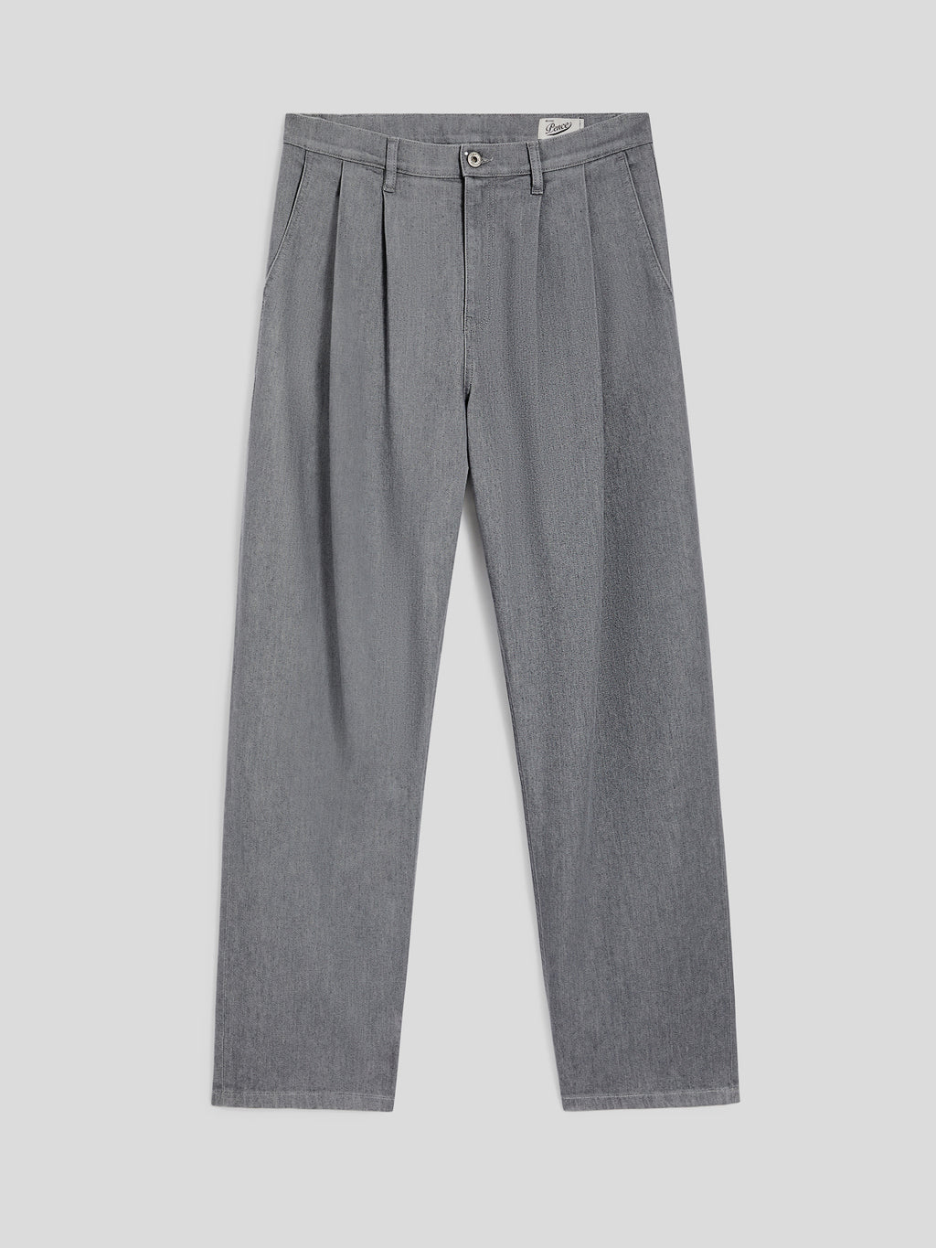UNISEX RELAXED-FIT TROUSERS IN GREY COMFORT DENIM WITH PLEATS - LONDON GREY - Check Active | Pence 1979