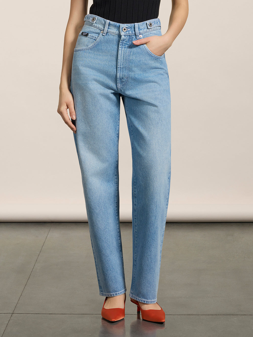 UNISEX RELAXED FIT TROUSERS WITH LIGHT BLUE ELASTIC WAISTBAND - LIGHT BLUE  - Check Active | Pence 1979