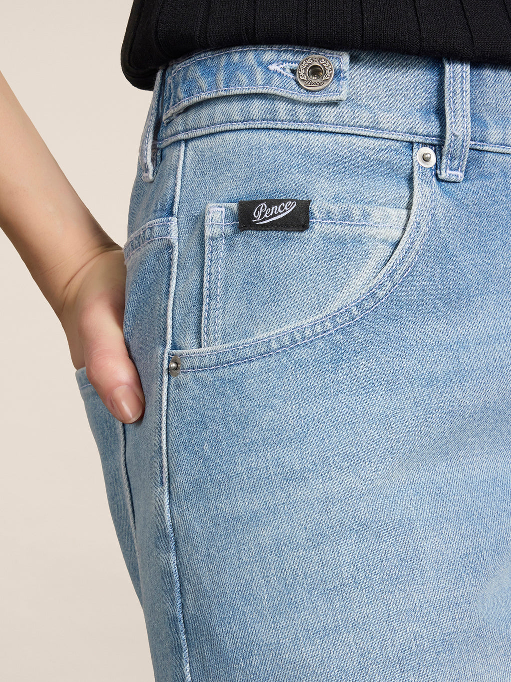 UNISEX RELAXED FIT TROUSERS WITH LIGHT BLUE ELASTIC WAISTBAND - LIGHT BLUE  - Check Active | Pence 1979