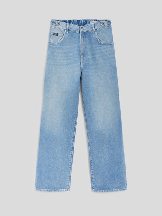 PANTALONE UNISEX RELAXED FIT CON ELASTICO IN VITA BLU CHIARO - BLU CHIARO - Abbigliamento Donna | Pence 1979