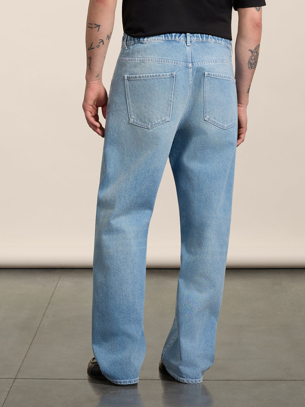 UNISEX RELAXED FIT TROUSERS WITH LIGHT BLUE ELASTIC WAISTBAND - LIGHT BLUE  - Check Active | Pence 1979