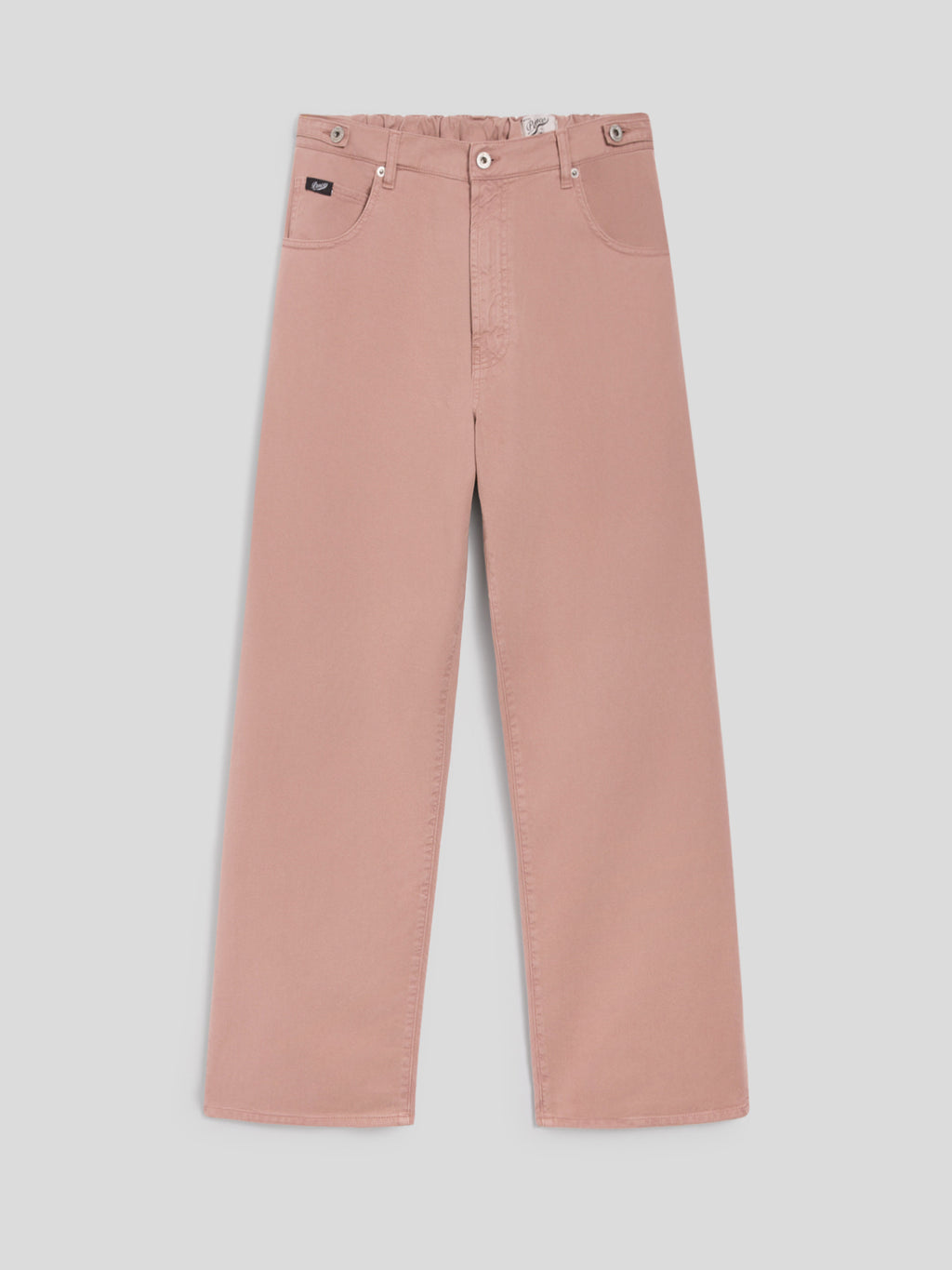 UNISEX RELAXED-FIT TROUSERS WITH ELASTIC WAISTBAND IN PINK TENCEL COTTON - DUSTY ROSE  - Check Active | Pence 1979