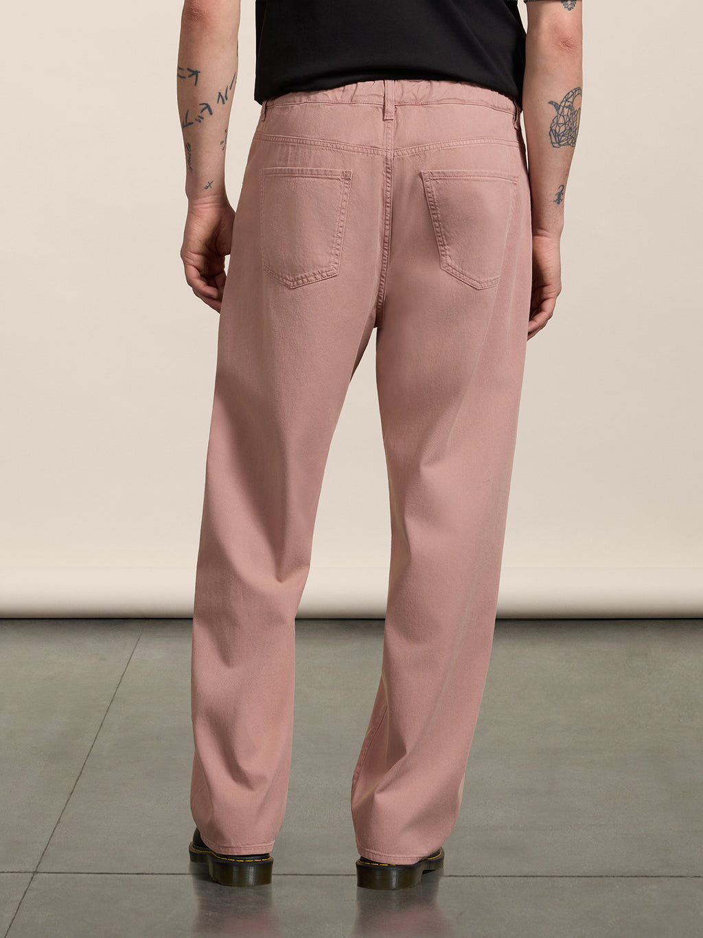 UNISEX RELAXED-FIT TROUSERS WITH ELASTIC WAISTBAND IN PINK TENCEL COTTON - DUSTY ROSE  - Check Active | Pence 1979