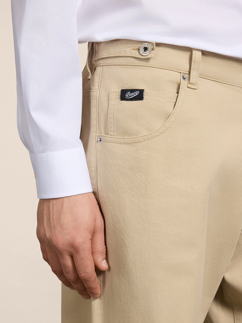 UNISEX RELAXED-FIT TROUSERS WITH ELASTIC WAISTBAND IN COLONIAL TENCEL COTTON - COLONIAL - Check Active | Pence 1979