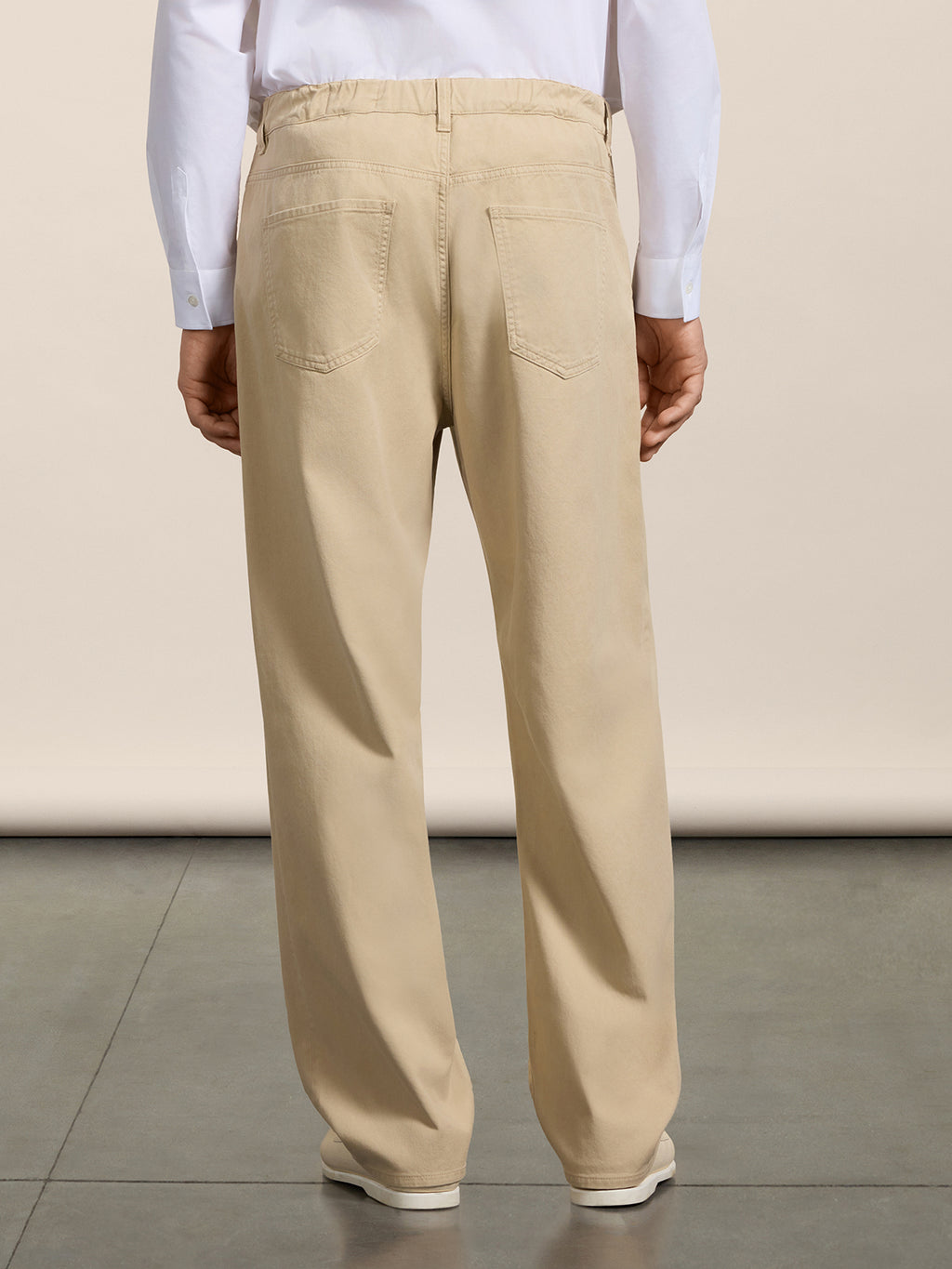 UNISEX RELAXED-FIT TROUSERS WITH ELASTIC WAISTBAND IN COLONIAL TENCEL COTTON - COLONIAL - Check Active | Pence 1979