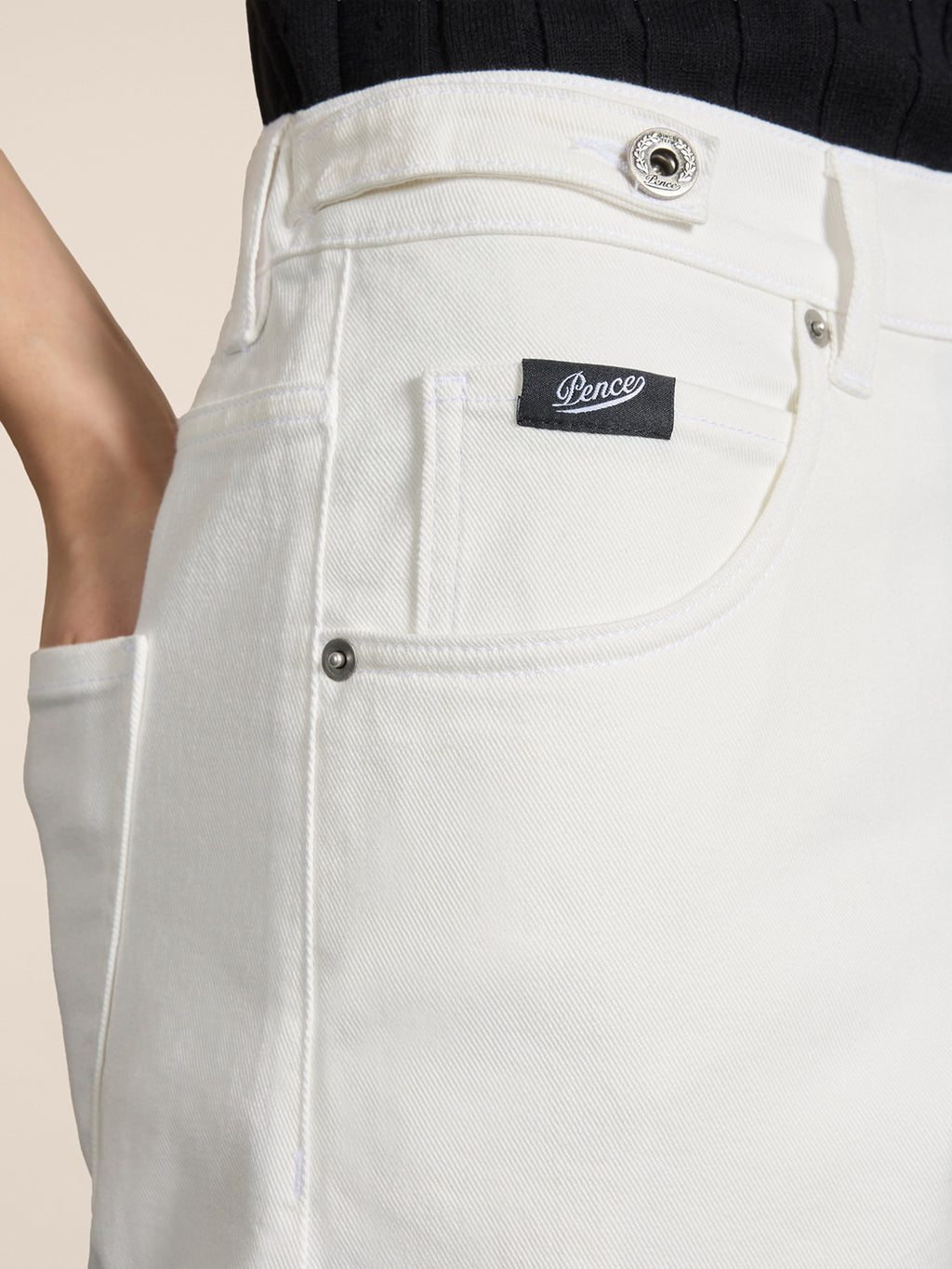 PANTALONE UNISEX RELAXED FIT IN COTONE TENCEL BIANCO CON ELASTICO IN VITA - BIANCO - Abbigliamento Donna | Pence 1979