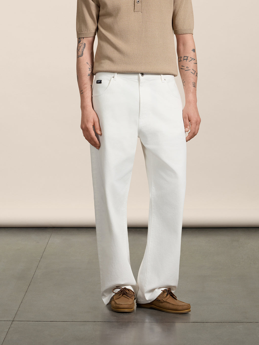 PANTALONE UNISEX RELAXED FIT IN COTONE TENCEL BIANCO CON ELASTICO IN VITA - BIANCO - Abbigliamento Donna | Pence 1979