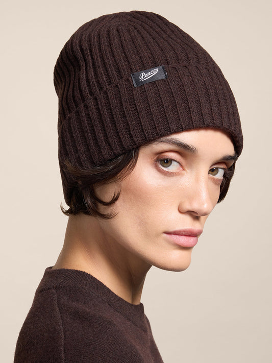 MAHOGANY RIBBED KNIT CAP - MAHOGANY - Check Active | Pence 1979