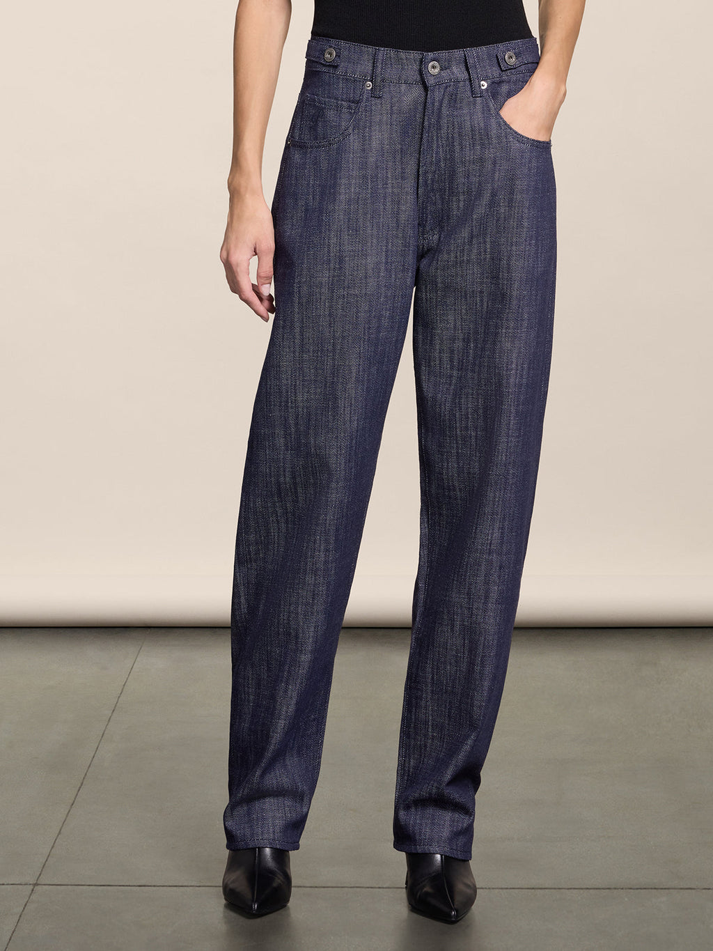 PANTALONE CINQUE TASCHE IN DENIM LEGGERO SPICY BLUE CON ELASTICO IN VITA RELAXED FIT - SPICY BLU - Abbigliamento Donna | Pence 1979