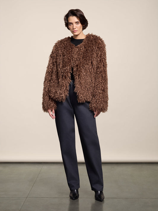PANTALONE CINQUE TASCHE IN DENIM CARBONE CON ELASTICO IN VITA RELAXED FIT - CARBONE - Abbigliamento Donna | Pence 1979