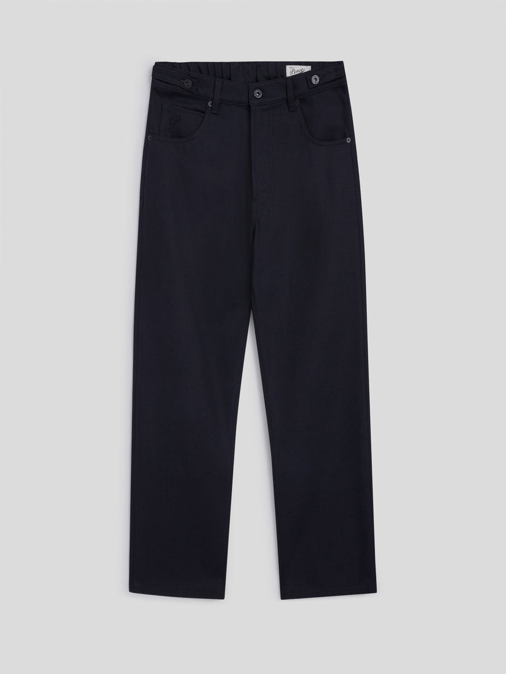 RELAXED FIT CARBON DENIM FIVE POCKET PANTS WITH ELASTIC WAISTBAND - CARBON - Check Active | Pence 1979
