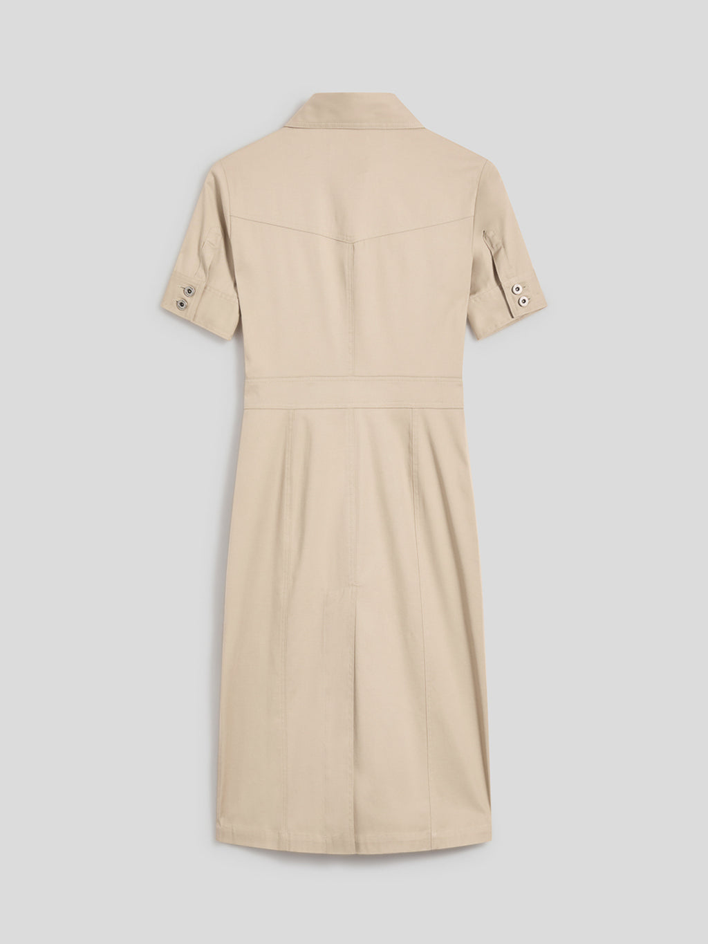 ABITO SLIM FIT MIDI MANICA CORTA IN COTONE COLONIALE CON TASCHE - COLONIALE - Abbigliamento Donna | Pence 1979