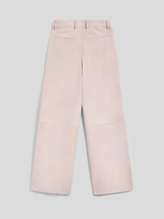 PANTALONE REGULAR FIT VITA ALTA IN CAMOSCIO ROSA - ROSA - Abbigliamento Donna | Pence 1979