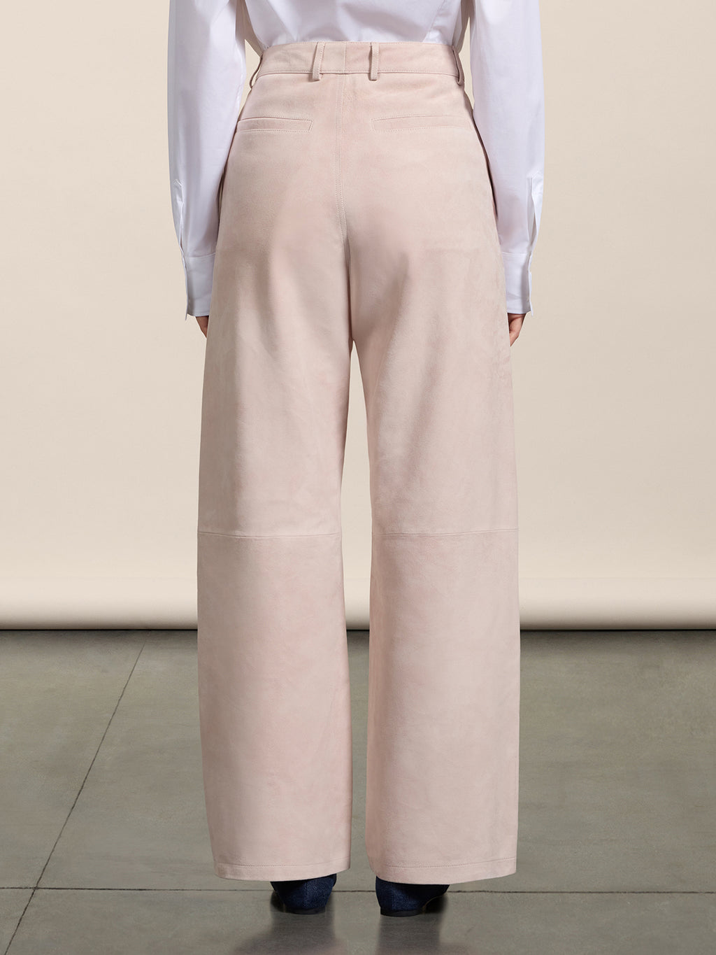 REGULAR-FIT HIGH-WAISTED TROUSERS IN PINK SUEDE - DUSTY ROSE - promo code | Pence 1979