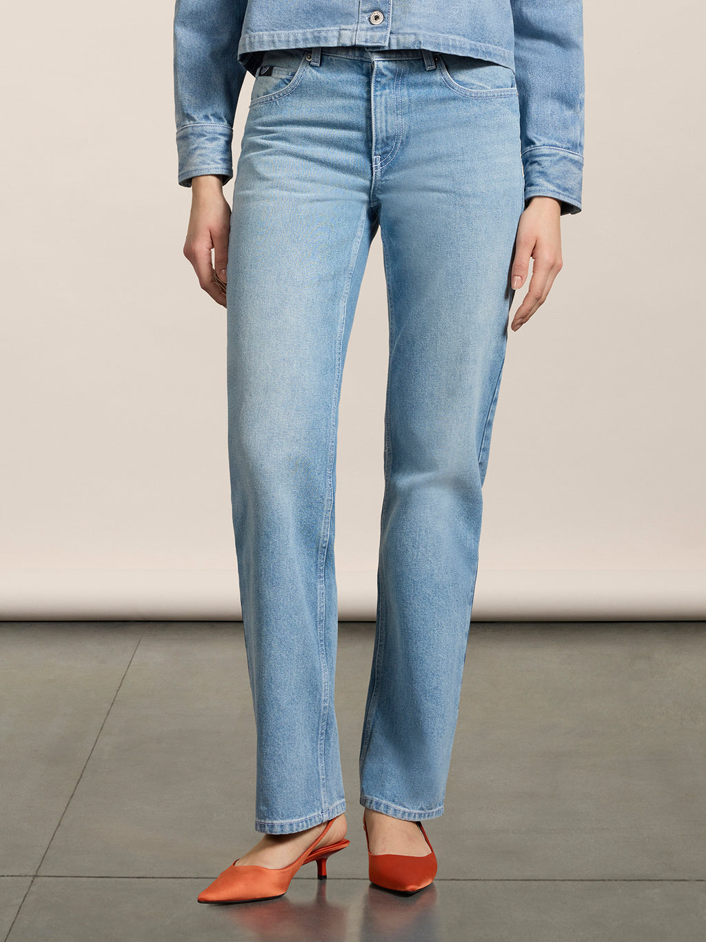 REGULAR-FIT TROUSERS IN LIGHT BLUE DENIM - LIGHT BLUE  - Check Active | Pence 1979