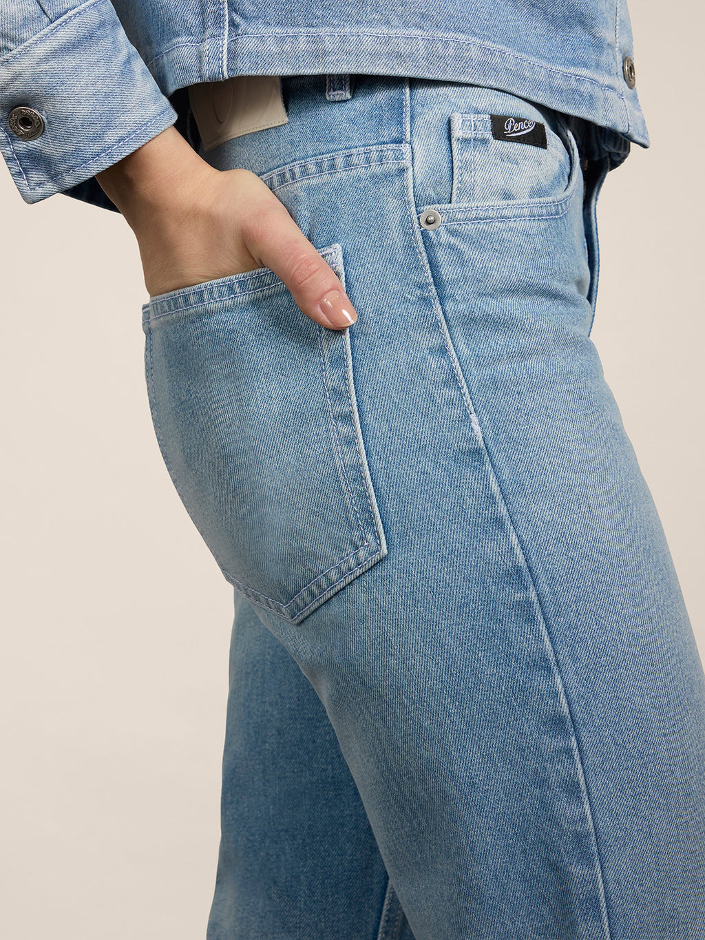 REGULAR-FIT TROUSERS IN LIGHT BLUE DENIM - LIGHT BLUE  - Check Active | Pence 1979