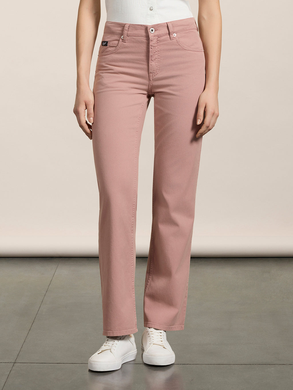 REGULAR-FIT TROUSERS IN PINK TENCEL COTTON - DUSTY ROSE  - Check Active | Pence 1979