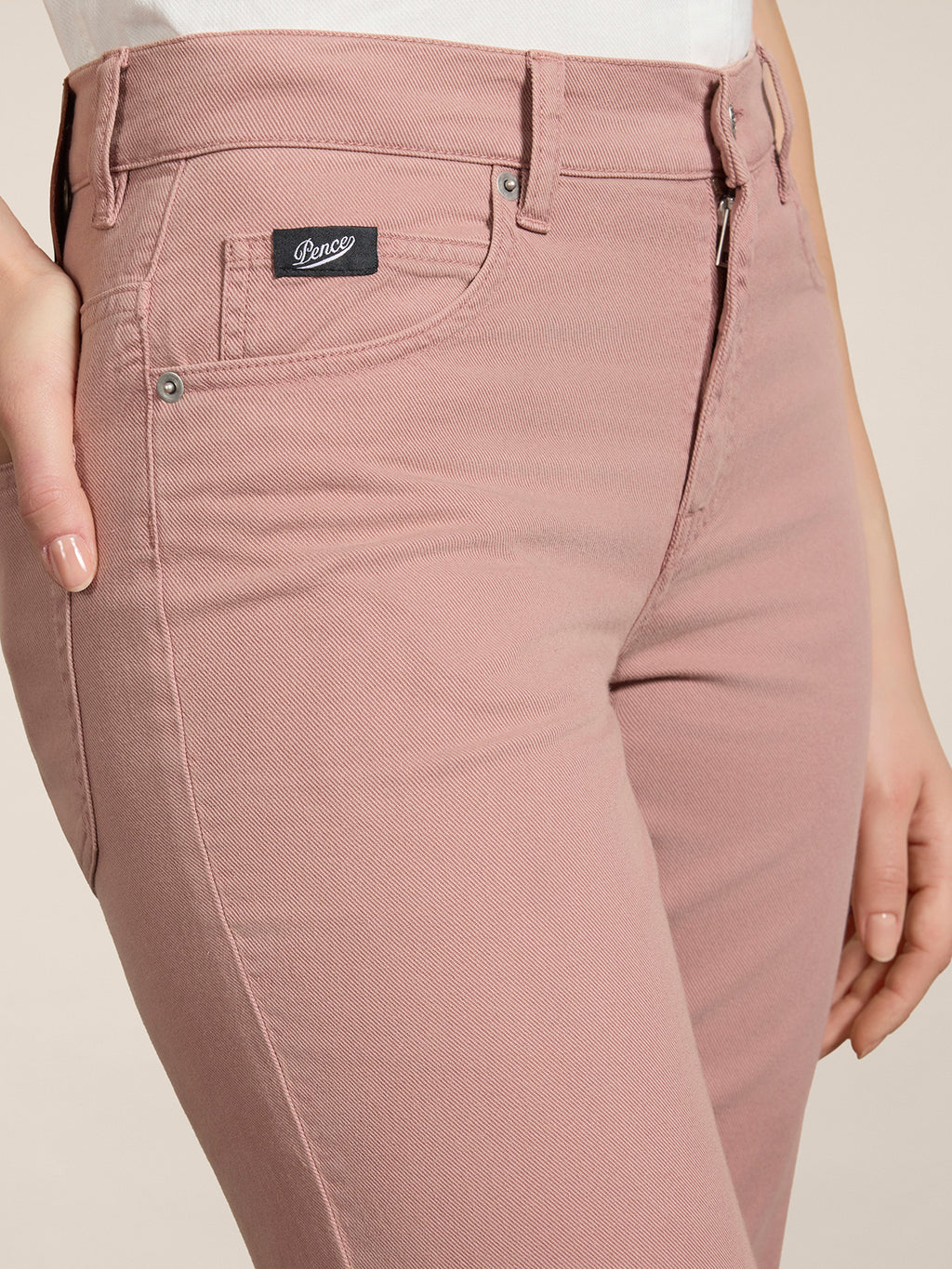 REGULAR-FIT TROUSERS IN PINK TENCEL COTTON - DUSTY ROSE  - Check Active | Pence 1979