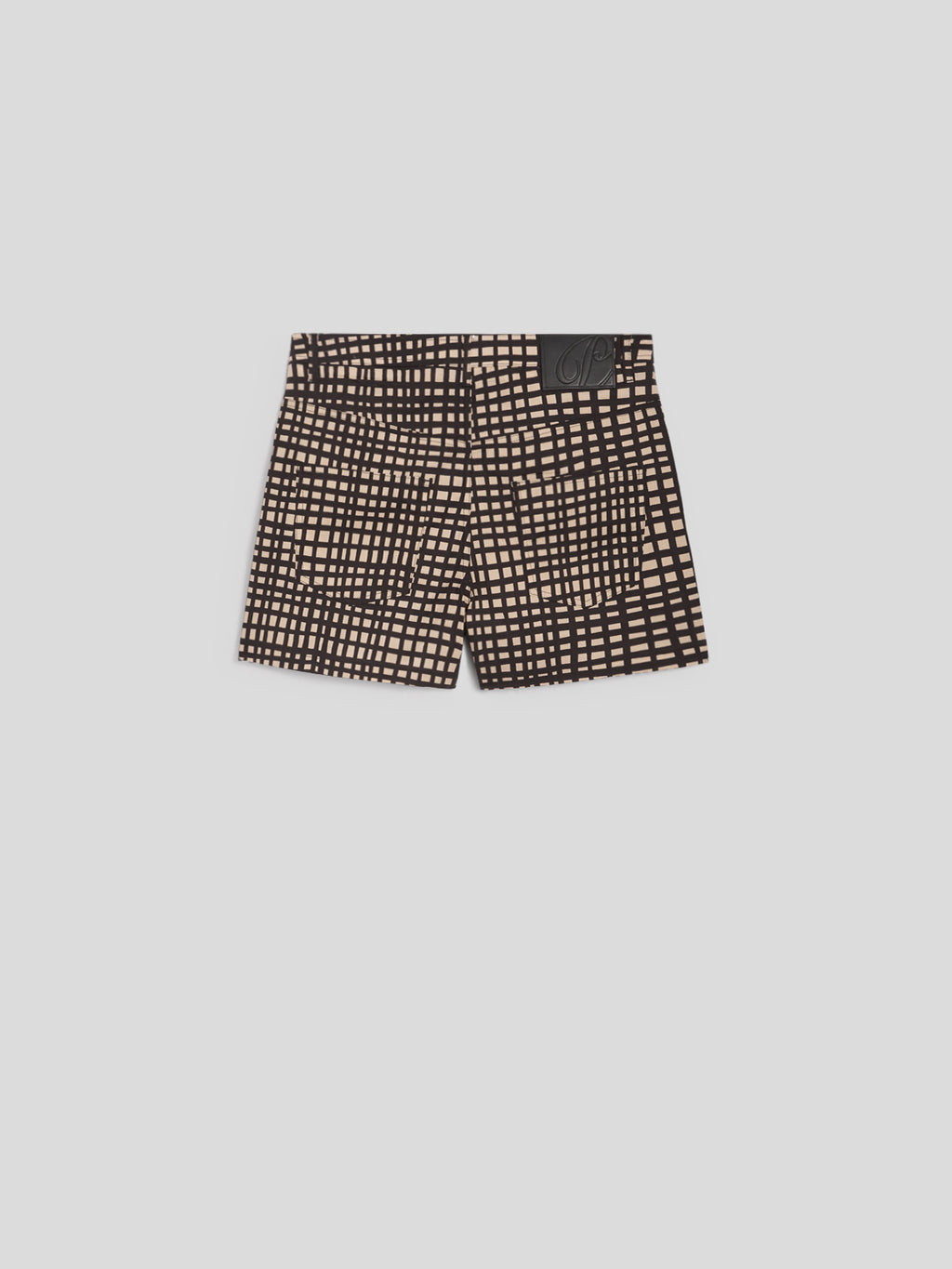 PANTALONCINO REGULAR FIT IN POPELINE STRETCH STAMPATO VICHY SABBIA E NERO - SABBIA E NERO VICHY - Abbigliamento Donna | Pence 1979