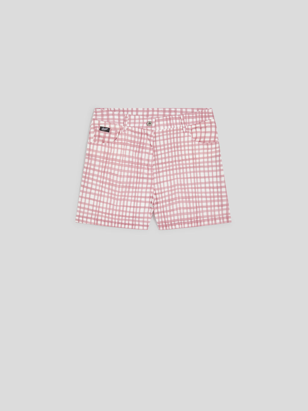 PANTALONCINO REGULAR FIT IN POPELINE STRETCH STAMPATO VICHY ROSA - ROSA VICHY - Abbigliamento Donna | Pence 1979