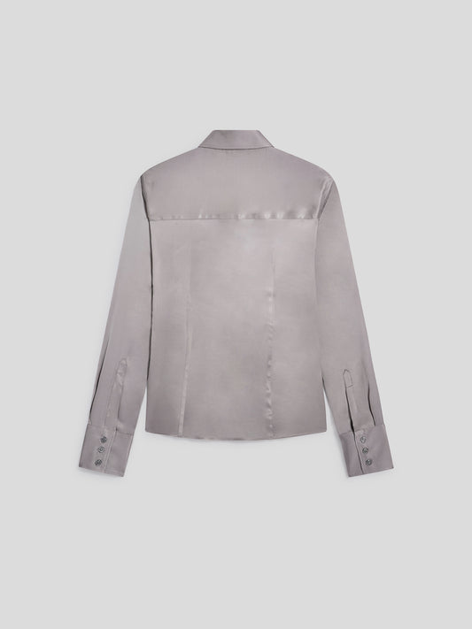 CAMICIA SLIM FIT IN VISCOSA GRIGIO COSMICO - GRIGIO COSMICO - Abbigliamento Donna | Pence 1979