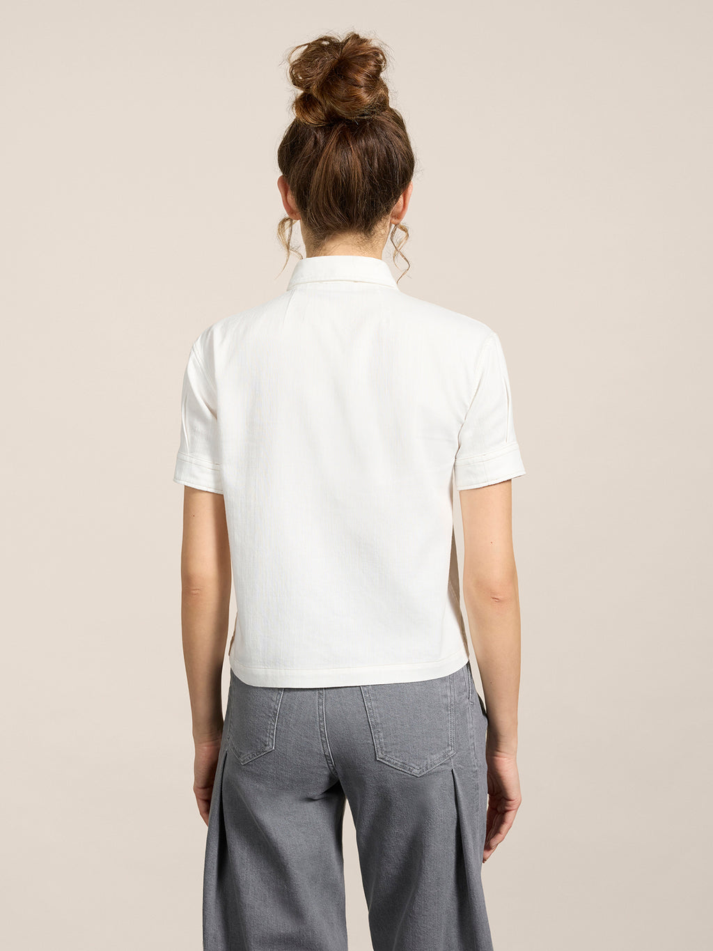 SHORT-SLEEVED SHIRT REGUALAR FIT IN WHITE COTTON - PURE WHITE - Check Active | Pence 1979