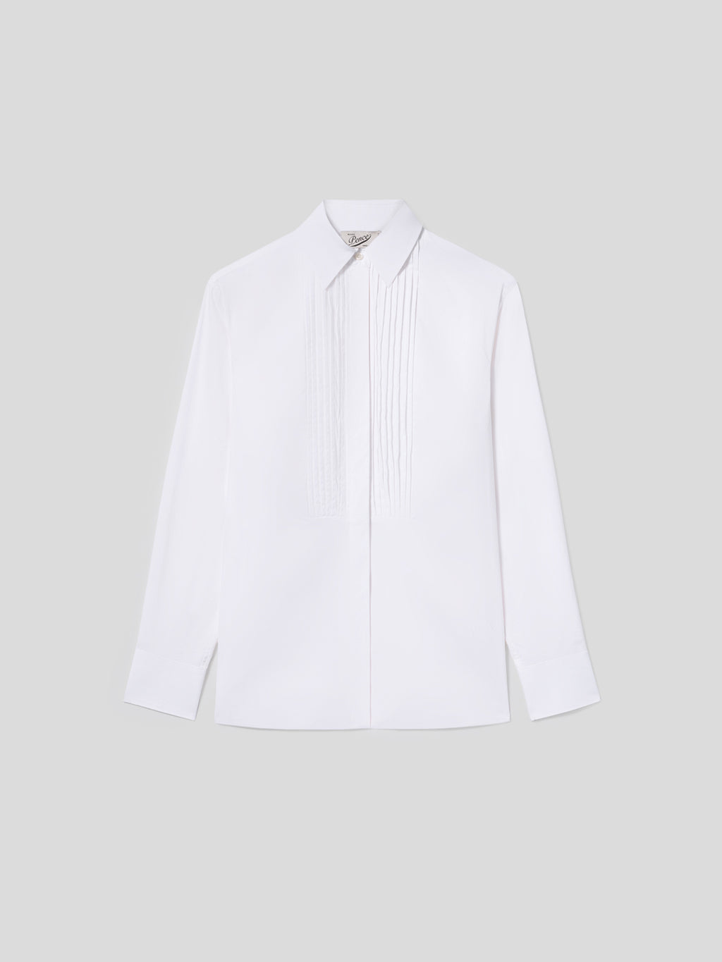 REGULAR-FIT SHIRT IN WHITE COTTON WITH PLASTRON TUXEDO - OPTICAL WHITE - Women′s Clothing | Pence 1979