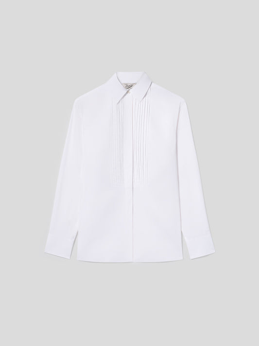 CAMICIA REGULAR FIT IN COTONE BIANCO CON PLASTRON TUXEDO - BIANCO OTTICO - Abbigliamento Donna | Pence 1979