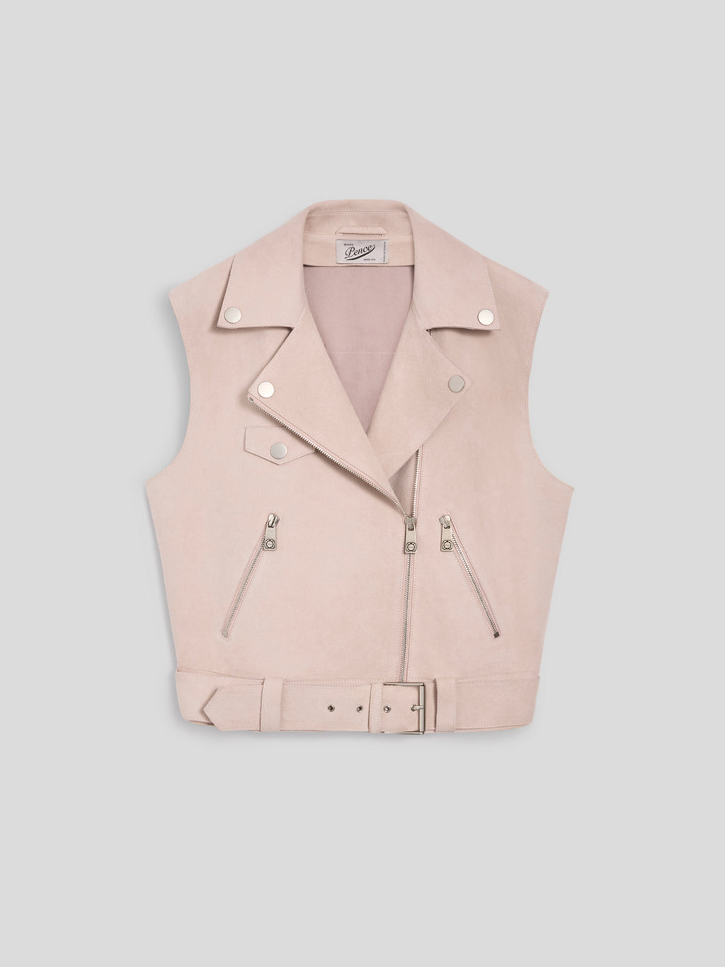 GILET CHIODO REGULAR FIT IN CAMOSCIO ROSA E INTERNO NAPPATO - ROSA - Abbigliamento Donna | Pence 1979