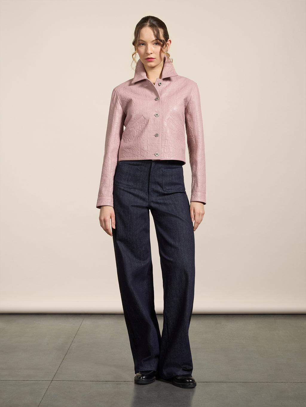 GIUBBOTTO REGULAR FIT IN PELLE STAMPA COCCO ROSA - ROSA - Abbigliamento Donna | Pence 1979