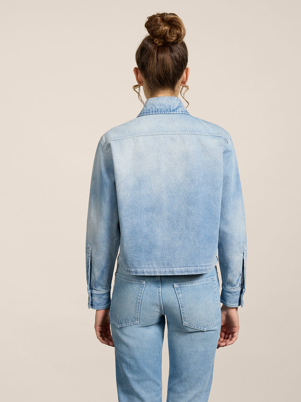 BOXY REGULAR-FIT OVERSHIRT IN LIGHT BLUE COTTON WITH POCKET - LIGHT BLUE  - Check Active | Pence 1979