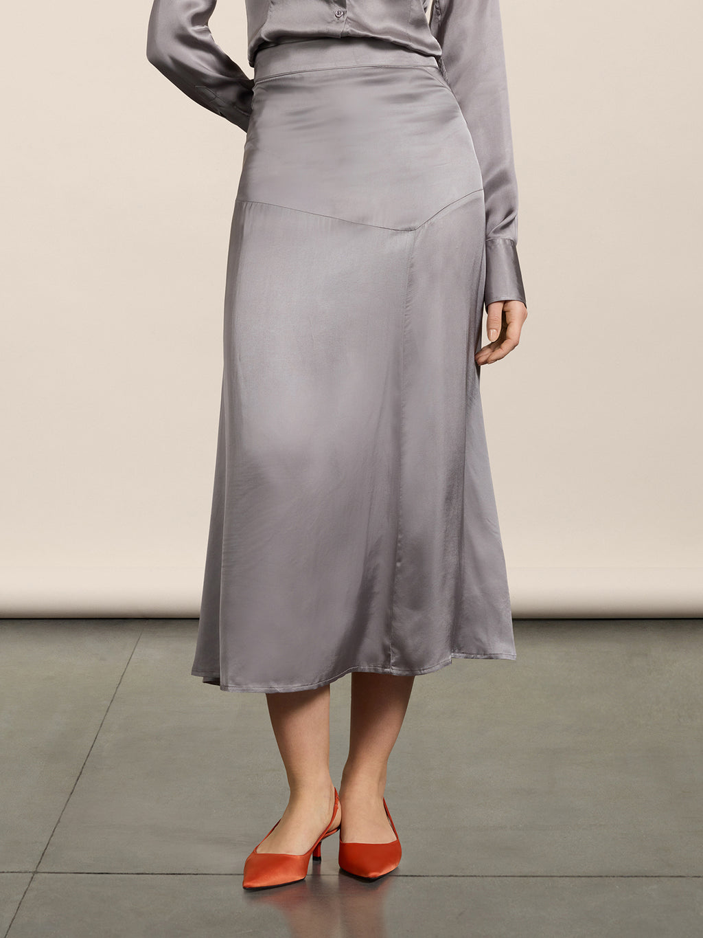 GONNA LUNGA REGULAR FIT TAGLIO ASIMMETRICO IN VISCOSA COLORE GRIGIO - GRIGIO - Abbigliamento Donna | Pence 1979